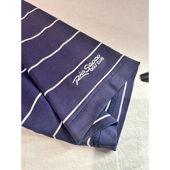 Dunning Golf Polo Shirt Blue Striped Men's Size L Short Sleeve Heavy Weight - Picture 5 of 8